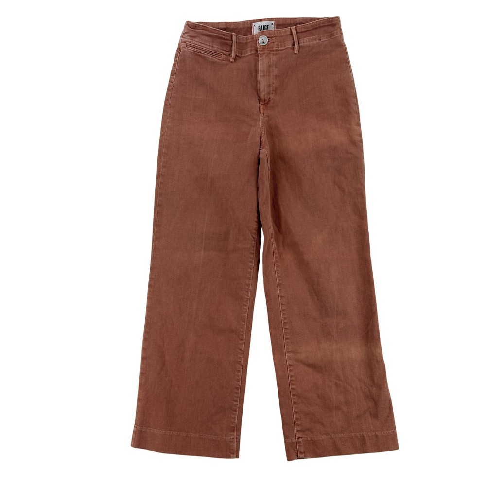 Paige Nellie Wide Leg Jeans Womens 26 Orange Poppy High‎ Rise Crop Stretch Denim
